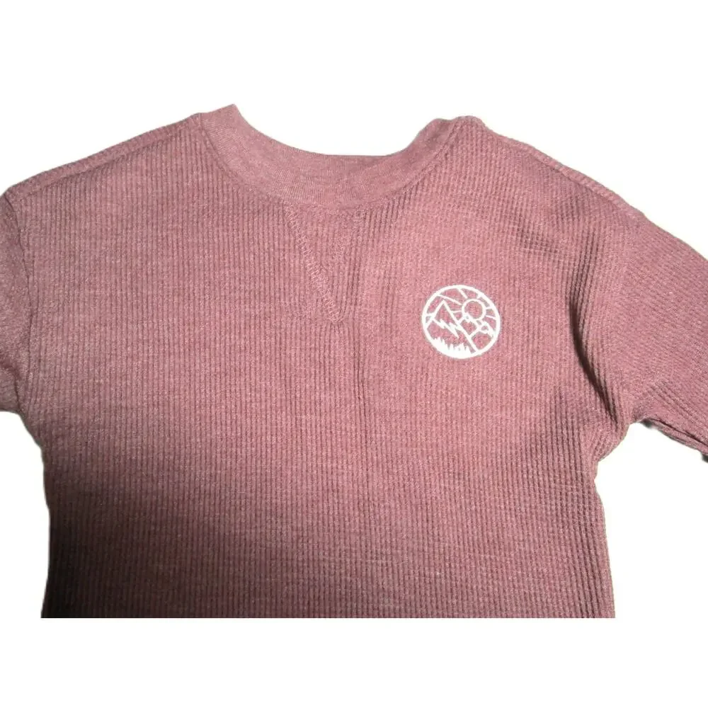 Cat & Jack Baby Boy Brown Waffle Knit Pullover Shirt Long Sleeve Size 12 months